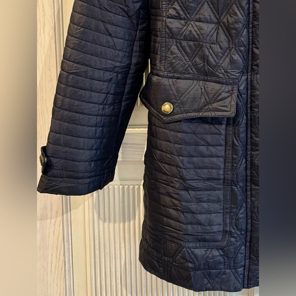 BURBERRY BRIT Womens Quilted Patchwork Puffer Jacket Coat Navy Blue, Small - Picture 6 of 16